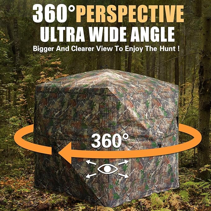 360° Hunting Blind &amp Portable Shower Combo–Ultimate Wilderness Survival Kit for Camping Hunting Expeditions|All-in-One OutdoorGear Bundle (360Hunting Blind for Turkey Hunting+6000mAh Portable Sho
