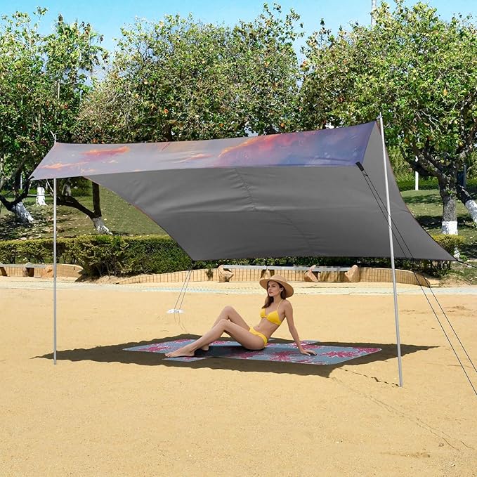 ALAZA Unicorn at Sunset Beach Tent Sun Shelter Portable Canopy Sunshade for Outdoor Camping Picnics Backyard Fun 10x9 ft