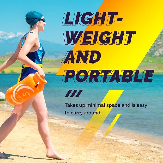 Sunlite Sports Swim Buoy Premium Quality Highly Visible Waterproof Safety Marine Float Training for Open Water Swimming for Swimmers Triatheletes Kayakers Snorkelers Throwable Flotation Device f