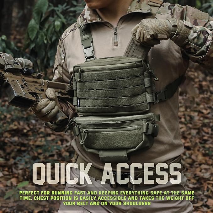 WYNEX Tactical Rig Pack for Men Running Bag with Front Loop Airsoft Recon Chest Rig for Hunting Outdoor EDC Large Admin Pouch of Double Layer Design MOLLE EDC EMT Pouch