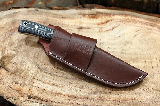 GCS Handmade D2 Steel Hunting Knife with Black And White Micarta Handle Full Tang Blade and Leather Sheath for Hunting Hunting Camping Survival EDC-GCS 953
