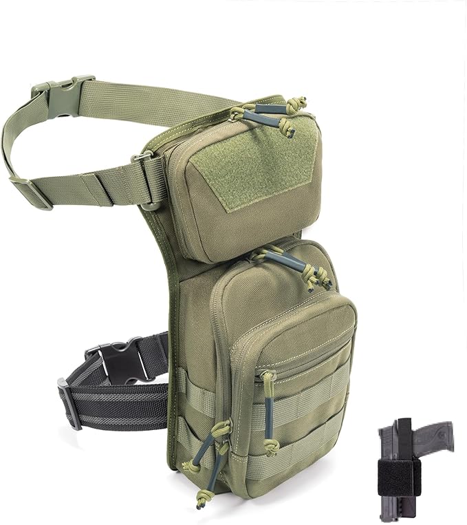 Tactical Drop Leg Bag Utility Pouch Molle Pack for Outdoor Motorcycle Cycling Hunting Hiking with CCW Gun Holster