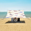 ALAZA Doodle Dinosaurs Dino Beach Tent Sun Shelter UPF50+ Protection Beach Shade Canopy w/ 4 Sandbags for Outdoor Camping Fishing Backyard Fun Picnic 10x9 ft