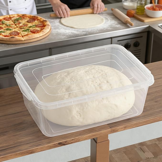 2 Packs 16 L Food Storage Containers with Latching Lid Pizza Dough Proofing Box Clear Pizza Dough Containers