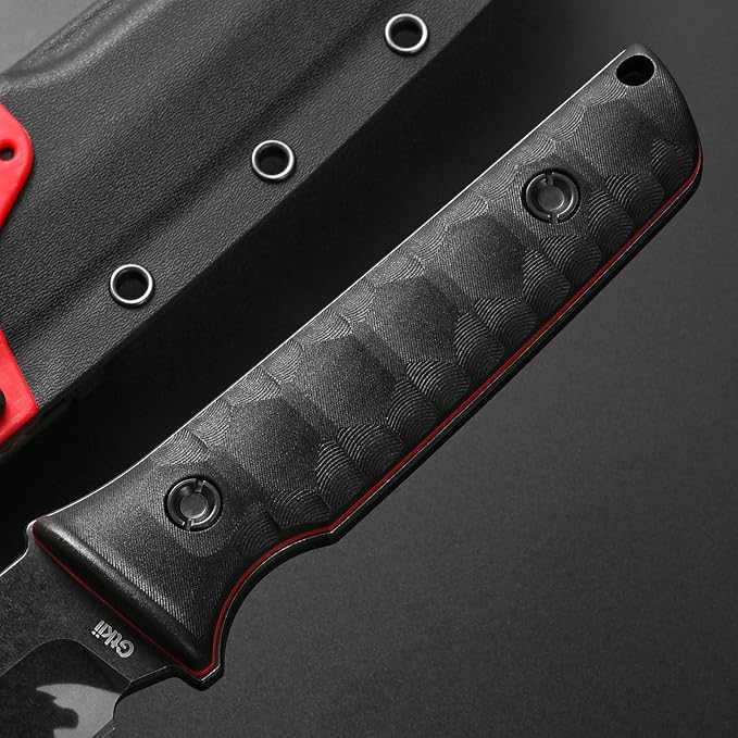 Gtkii GTK6 Fixed Blade Knife AUS-10 Steel Blade Full Tang Nylon Fiberglass Handle EDC Fixed Knifes for Outdoor Camping Adventure (black)