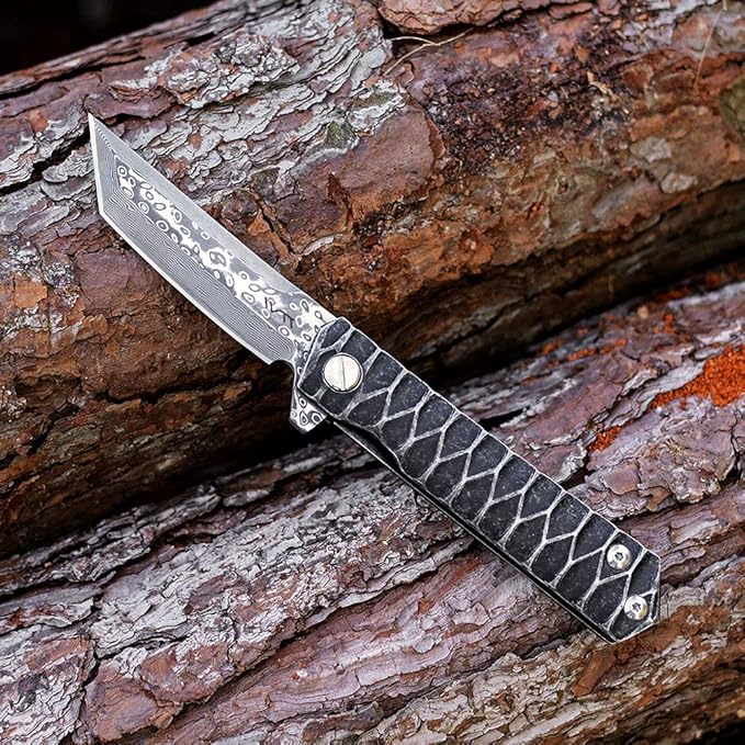 BGT VG-10 Damascus Folding Pocket Knife Custom Knives for Outdoor Camping FishingGift for Man Husband Dad