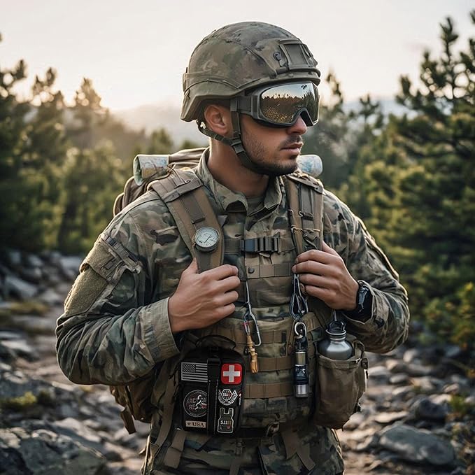 Survival First Aid Kit with Israeli Bandage Chest Seal Tourniquet Splint Tactical Military Combat Molle IFAK for Wound Care Bleeding Control Trauma Hemorrhage and More (Black)