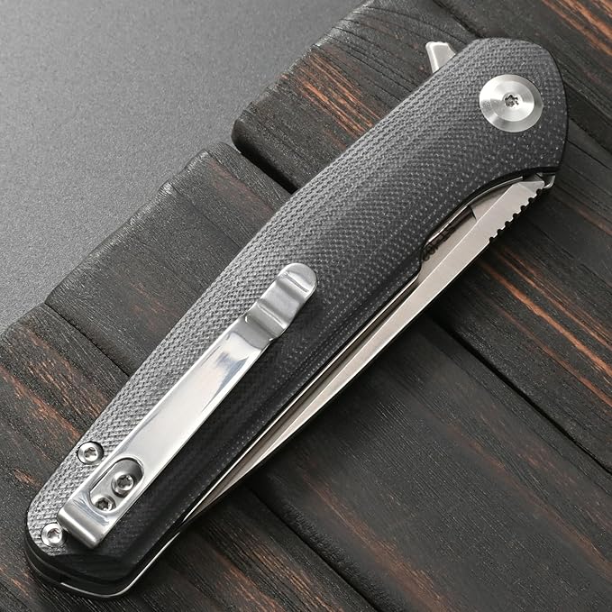 Sitivien ST102 Folding Knife D2 Steel Blade+G10 Handle Pocket Knife EDC Tool Knife for Outdoor Camping Hunting Survival (Black) …