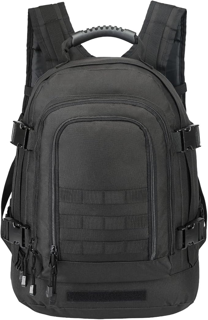 Tactical Backpacks Assault Pack 3 Day Bag Expandable Backpack Out Bag Classic Case Travel Hiking (Black with Belt)