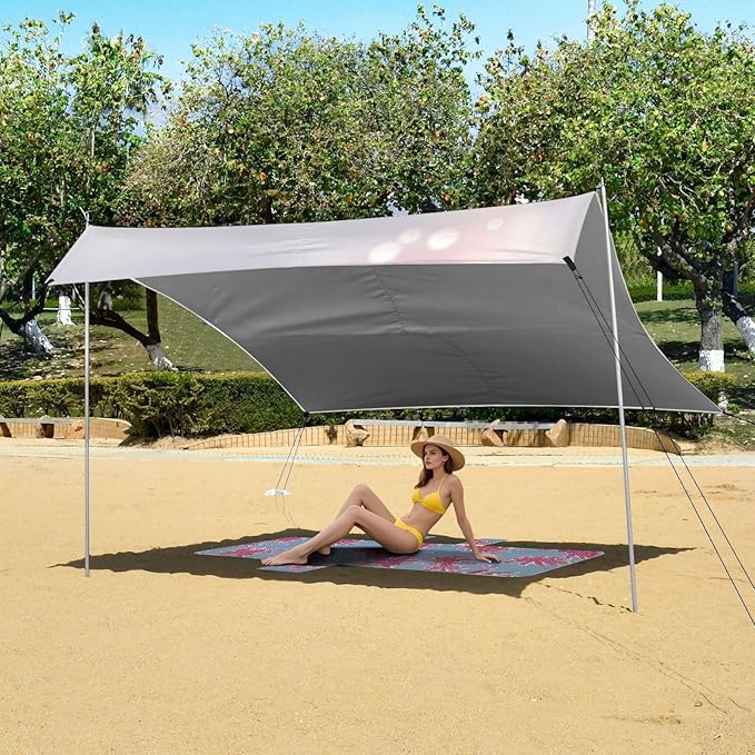 ALAZA Cute Dogs Puppy Beach Tent Sun Shelter UPF50+ Protection Beach Shade Canopy w/ 4 Sandbags for Outdoor Camping Fishing Backyard Fun Picnic 10x9 ft