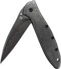 Kershaw Leek BlackWash Pocket Knife (1660BLKW) 3 Sandvik 14C28N Steel Blade 410 Stainless Steel Handle BlackWash Finish SpeedSafe Assisted Open Frame and Tip Locks Reversible Pocketclip 3 OZ