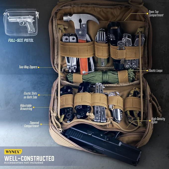 WYNEX Tactical Chest Rig Pack for Men Running Chest Bag with Front Loop Airsoft Recon Chest Rigs for Hunting Outdoor EDC Tactical Large Admin Pouch of Double Layer Design