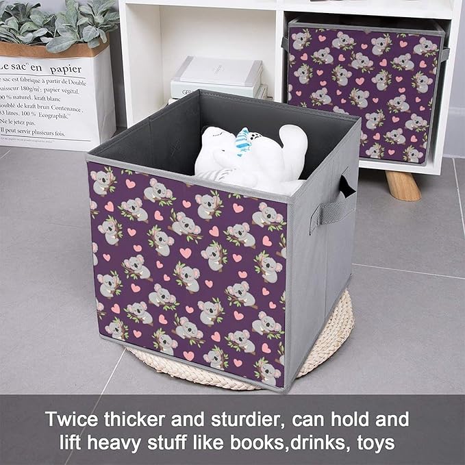Sturdy Collapsible Cloth Storage Bins Koala Compact Foldable Cubes for Closet Bedroom Space-Saving Organizer
