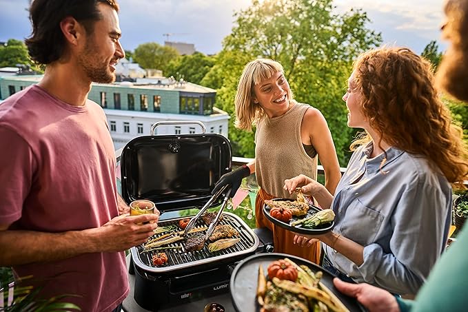 Weber Lumin Portable Outdoor Electric Barbecue Grill for Small Spaces and Travel Seafoam Green