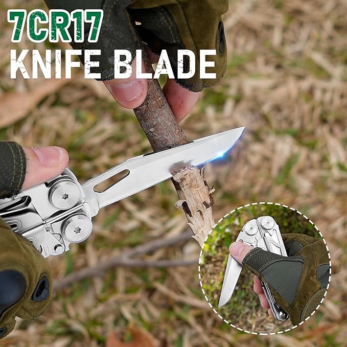 BIBURY Multitool Pliers Pro BI2045 Foldable Multitools with Replaceable Wire Cutters and Saw Stainless Steel Multi Tool w/Upgraded Scissors and Screwdriver Set Ideal for Camping Hiking Survival