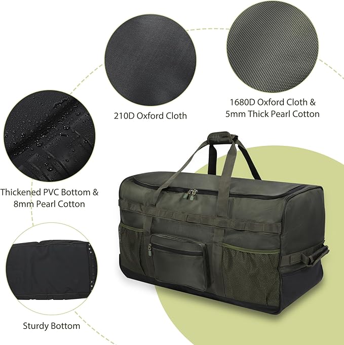 REDCAMP 85L/120L/140L Foldable Duffle Bag with Wheels Large Travel Duffel Bag
