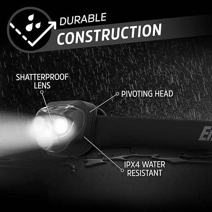 Energizer LED Headlamp PRO IPX4 Water Resistant Headlamps High-Performance Head Light for Outdoors Camping Running Storm Survival LED Light for Emergencies (Batteries Included) (Pack of 8)