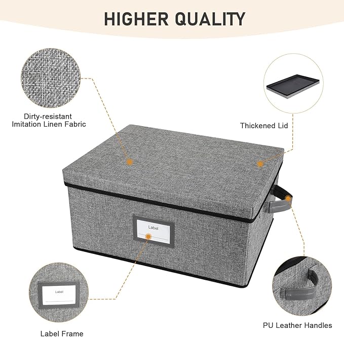 Lukeline VHS Storage Box with Lid Large Capacity VHS Storage Case Holds 50 Tapes Stackable VHS Holder Storage Containers for Living Room Bedroom Study Room2-Pack