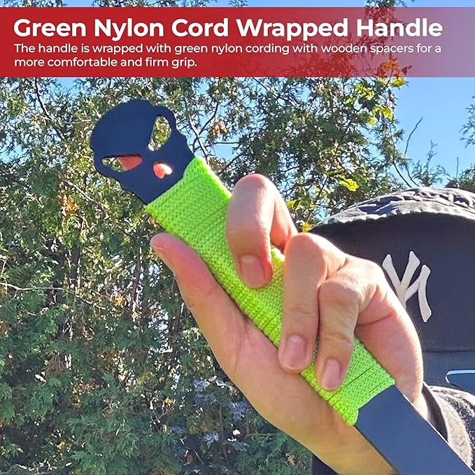 Medieval Depot Recon Double Headed Throwing Axe (Black/Green) - Stainless Steel Nylon Grip Sheath (13.5)
