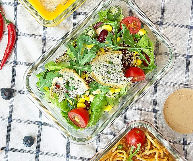 [8-Pack30 oz]Glass Meal Prep ContainersMCIRCO Glass Food Storage ContainersAirtight lunch Containers with Lids Microwave Oven Freezer and Dishwasher White