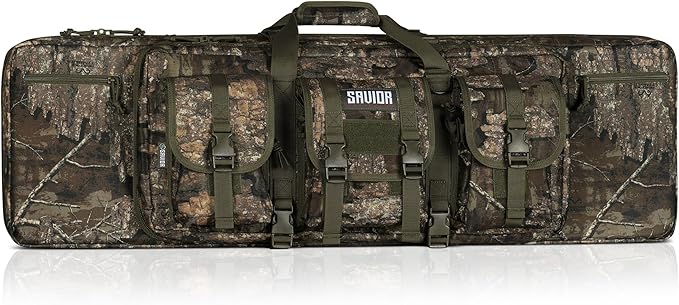 Savior Equipment American Classic Tactical Double Long Gun Bag Pistol Transportation Case w/Backpack Strap Lockable Compartment Available Length in 32 36 42 46 51 55