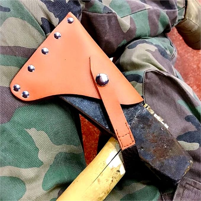 Small Axe Head Cover Hatchet Head Sheath Holster PU Leather Axe Case Camping Axe Cover Protector Not Including Axe for Outdoor Camping Blade Protection