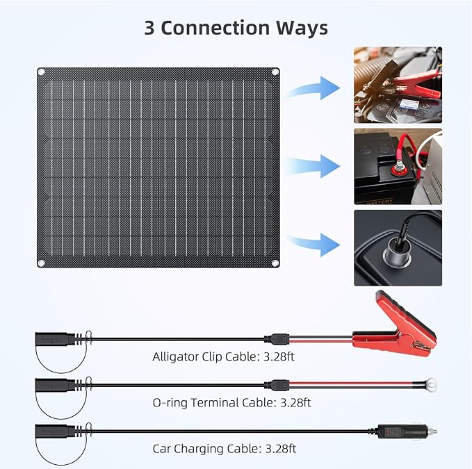 40W 12V Solar Battery Charger2 PCS 20W Solar Battery Maintainer with Built-in Intelligent Charge ControllerIP68 Waterproof Trickle Charger for Car Boat Marine RV Trailer