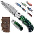 Custom Pocket Knife gifts for Men Personalized Damascus Folding Knife Engraved Gifts for Him Dad Boyfriend Husband Anniversary Groomsmen Gifts. Custom Knife for Camping Hunting Everyday Carry (