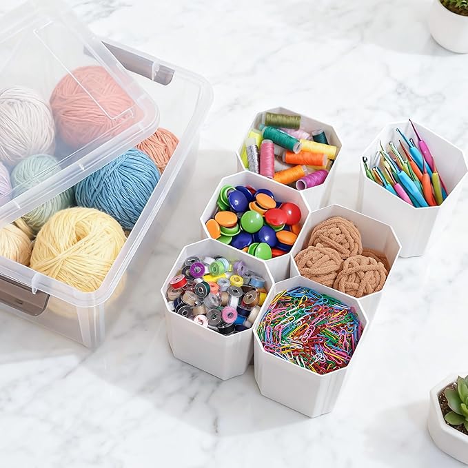 Citylife 17 QT Plastic Storage Bins Clear Storage Box with Lids Multipurpose Stackable Storage Containers for Organizing Tool Craft Crayon 4 Packs