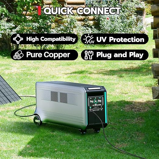 Solar Panel Connector Kit 6 in 1 Cable Solar Connector 14AWG Heavy-Duty Cable Weatherproof for RV Camping Portable Power Staion Generator DC5521 7909 8020 XT60 (10FT)