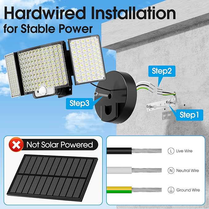 Motion Sensor Outdoor Light Hardwired 45W 7500LM Security Flood Lights Motion Detector Dusk to Dawn Light IP65 Waterproof 220 LEDs Floodlight with Remote Control for Garage Yard Porch
