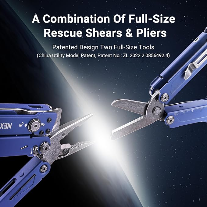 NEXTORCH PIONEER MT20 14-IN-1 Multi-tools Full-SizeMulti-tool Set with Scissors Needle Nose Pliers Pocket Clip Multi-tool for DIY Home Outdoors Everyday Carry Men Gift Color (BLUE with Glass Breaker)