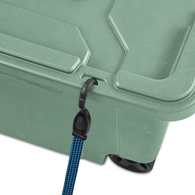 40 Gallon Wheeled Industrial Tote Rugged Plastic Storage Bin Latch Lid Light Green 2 Count