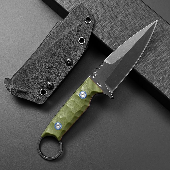 Eafengrow EF152 Fixed Blade Knife K110 Steel Blade G10 Handle Full Tang EDC Tool Knife for Outdoor Working Camping Hiking