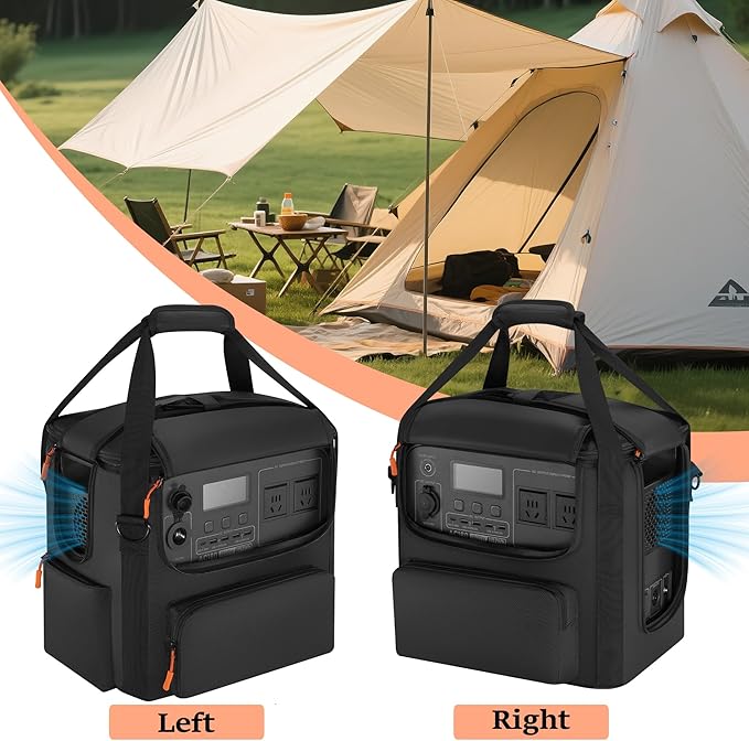 Portable Power Station Carrying Bag Compatible with BLUETTI AC180 Power Station Storage Case for Charging Cable and Accessories (BLACK Without Retractable Handle)