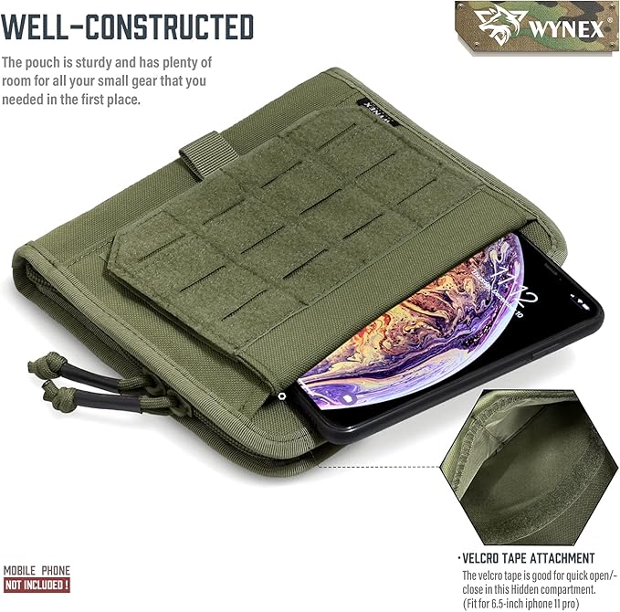 WYNEX Tactical Folding Admin Pouch Molle Tool Bag Utility Organizer EDC Medical Bag Modular Pouches Tactical Attachment Admin Pouch