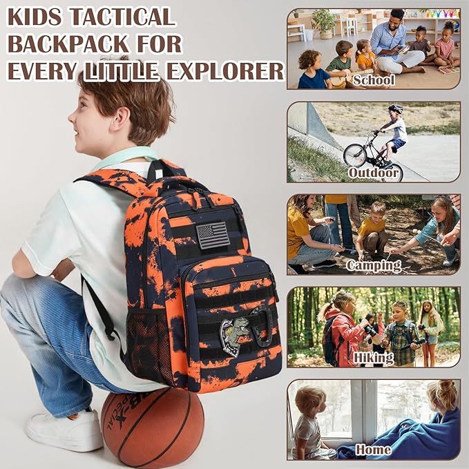 Kids Tactical Backpack Army Molle Bookbag Military Boys Backpack for School Outdoor Camping Mars CM