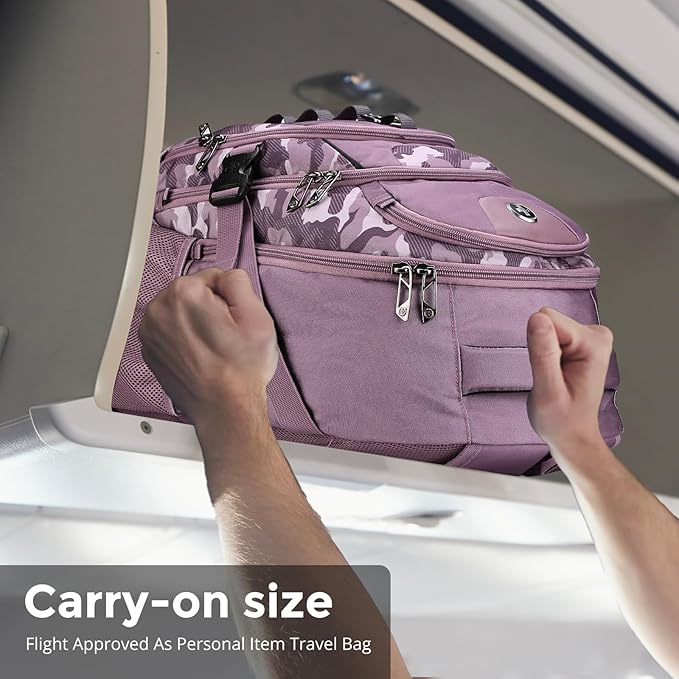 Swissdigital Design Laptop Backpack with USB Charging Port Travel Backpack Fits 15.6 inches Computer 31L College School Backpack for Men Pink Camo | SD803-93