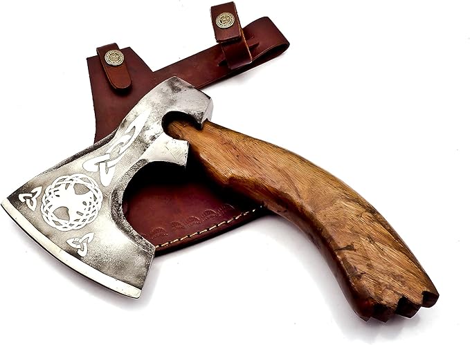 Custom Handmade Stainless Steel Viking Axe Bearded Axe with Gorgeous and Solid Wood Handle (Y-01)