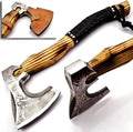 NOORAKI 17 Camping Axe Hatchet Tomahawk | Handmade Damascus Carbon Steel Hunting Viking Axe Chopping Axe Throwing Axe Gardening &amp Bushcraft Axe for Outdoor Wood | Viking Gifts for Men with She