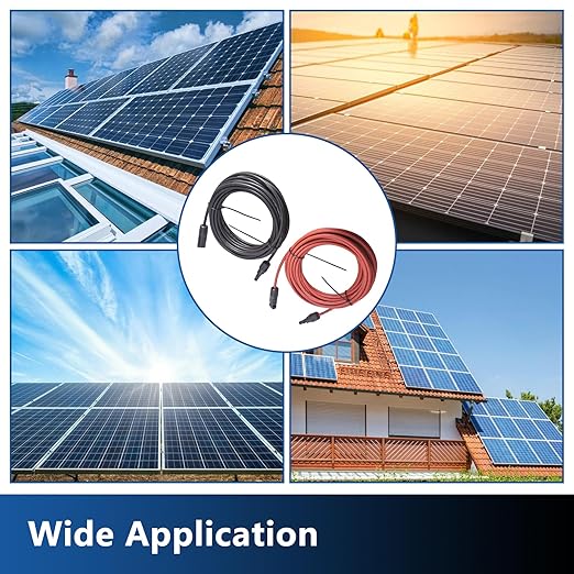 WFLNHB 30FT 12AWG Black + Red 12 Gauge Solar Panel Extension Cable Wire with Female and Male Connector Solar Connector