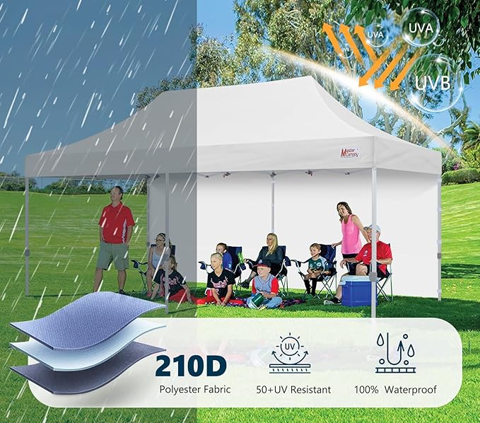 MASTERCANOPY 10x20ft Canopy SunWall Instant Canopy SideWall for Pop Up Canopy Tent Gazebos UV Protection Sidewall Only Spliceable (1 Pack White)