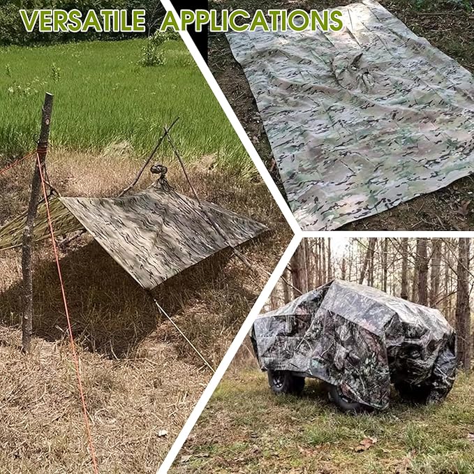 Military Camo Rain Poncho Extra Large Tactical Poncho Shelter with Pocket Waterproof for Hunting Hiking Camping Emergency