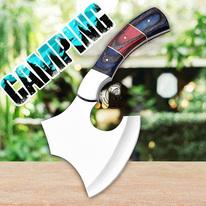 Handmade Stainless Steel Camping Hatchet Axe Hunting Knife 10.50 Full Tang Small Axe Camp Hatchet with Leather Sheath Survival Hatchet Tomahawk Axe for Outdoor Bushcraft Hiking KKH-44