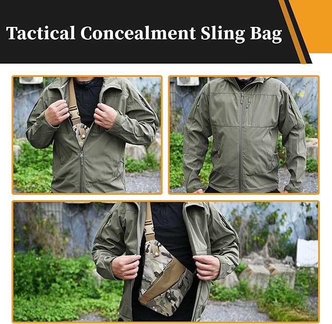 CCW Sling Bag for Concealed Carry Tactical Crossbody Sling Bag with Quick Access Compartment Low Profile Shoulder Chest Bag for Men &amp Women
