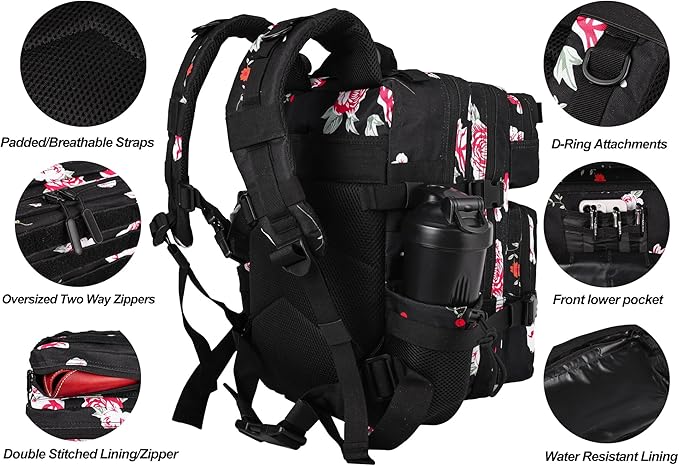 LHI Tactical Military Backpack for Men and Women 25L/35L Army Assault Pack Bag Small Rucksack with Bottle Holder