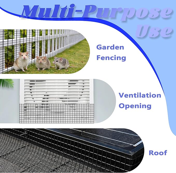 PROLEE 8 Inch X 100FT Solar Panel Bird/Critter Guard Anti-Rust with 100 Fastener Clips Rooftop Solar Panel Bird Wire Screen Removable Without Damage