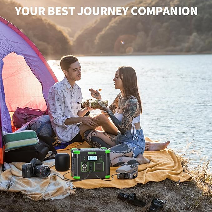 330W Portable Power Station 288.6Wh Solar Generator with 60W USB-C PD Output 110V Pure Sine Wave AC Outlet 5W Wireless Charging Multi-Port Power Supply for Camping Home Blackout RV Travel