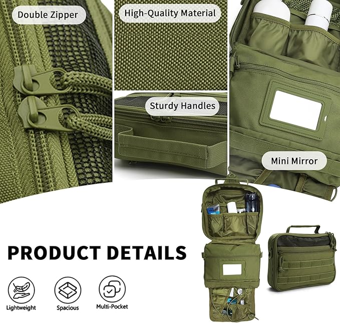 SMONT Buy Army Green Wash Bag and Black Tactical Chest Pack Combo