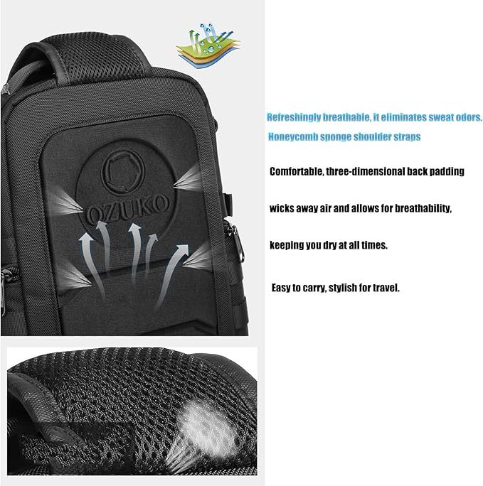 Sling Bag Tactical Sling Backpack Anti Theft Shoulder Crossbody Bag Water Resistant Travel Lightweight Casual Daypack(Gray)